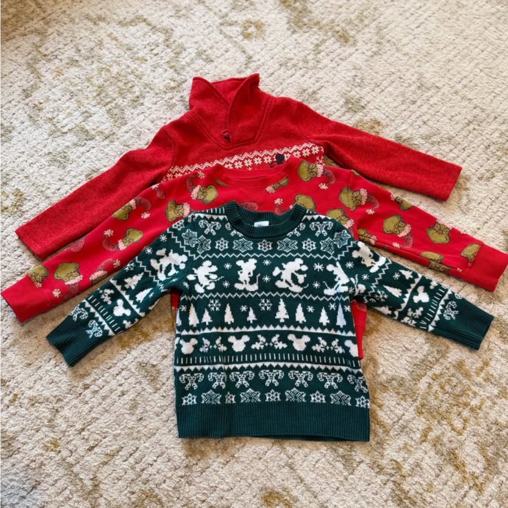 Kids Holiday Sweater Top - Green and Red